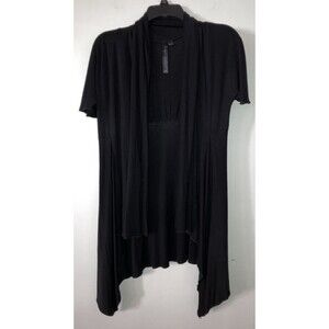 ISABELLA RODRIGUEZ Size M Black Lightweight Short Sleeve Cardigan Career Office